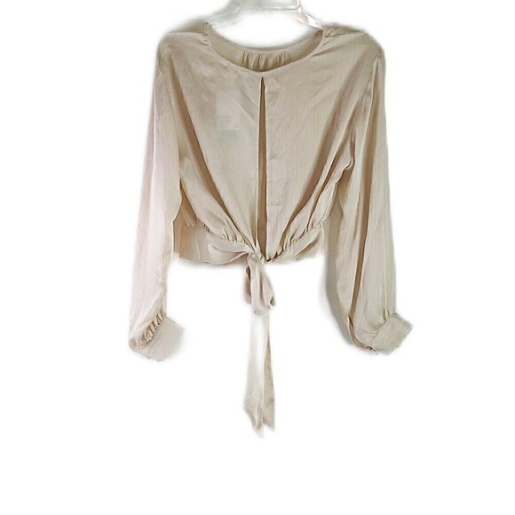 H&M - Champaigne Long Sleeve Tie Back Blouse - Size Small - Picture 6 of 9